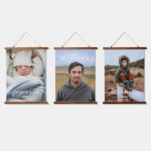 Für immer in unserem Herzen Name 3 Foto Memorial Wandteppich Mit Holzrahmen (Dreifach)