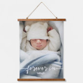 Für immer in unserem Herzen Name 3 Foto Memorial Wandteppich Mit Holzrahmen (Vorderseite)