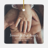 Für immer in unserem Herzen Personalisiertes Foto Keramikornament (Rückseite)
