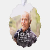 Für immer in unserem Herzen Personalisiertes Foto Ornament Karte (Links)