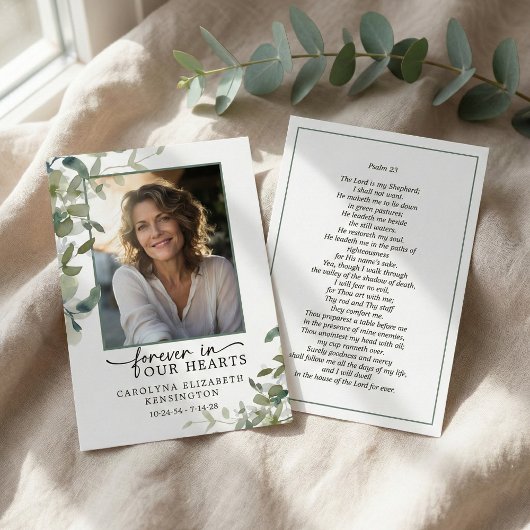 Für immer in unserem Herzen Psalm Foto Gebetskarte