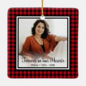 Für immer in unserem Herzen Red Buffalo Kariert Keramikornament (Rückseite)
