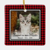 Für immer in unserem Herzen Red Buffalo Karierte K Keramikornament (Vorderseite)
