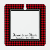 Für immer in unserem Herzen Red Buffalo Karierte K Ornament Aus Metall (Rückseite)