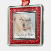 Für immer in unserem Herzen Red Glitzer Hund Memor Ornament Aus Metall (Links)