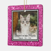 Für immer in unserem Herzen rosa Glitzer Cat Memor Keramikornament (Links)