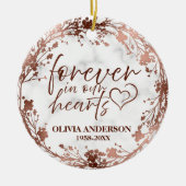 Für immer in unserem Herzen Rose Foil Foto Memoria Keramik Ornament (Vorne)