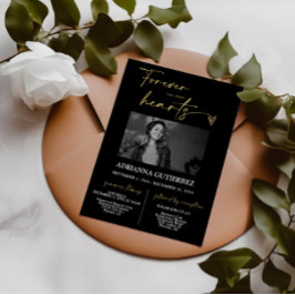 Für immer in unserem Herzen Schwarzes Gold Beerdig Einladung