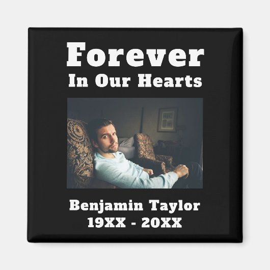 Für immer in unserem Herzen Text in Love Memory Fo Magnet (Vorne)