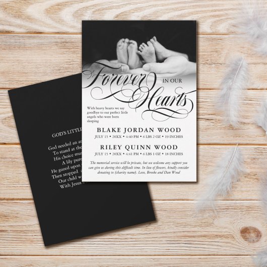 Für immer in unserem Herzen Twins Baby Memorial Ankündigung