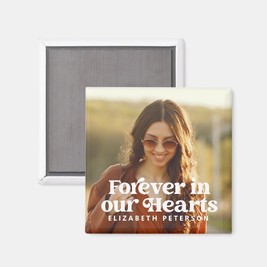 Für immer in unserem Memorial für das einfache Fot Magnet (Vorderseite/Rückseite)