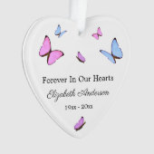 Für immer in unseren Herz-Gedächtnisbutterfliegen Ornament (Vorderseite)