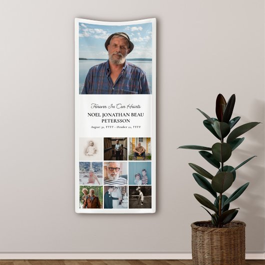 Für immer in unseren Herzen 10 Foto Collage Memori Banner