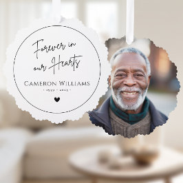 Für immer in unseren Herzen Denkmal Foto modern we Ornament Karte