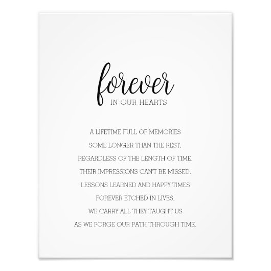 Für immer in unseren Herzen Erinnerung an die Maue Fotodruck (Vorne)