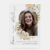 Für immer in unseren Herzen Flora Foto Begrüßung W Acrylschild (Vorderseite)