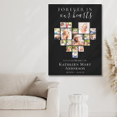 Für immer in unseren Herzen Foto Collage Schwarz Leinwanddruck