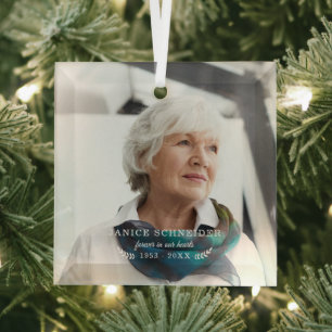 Für immer in unseren Herzen   Foto-Gedenkbild Ornament Aus Glas
