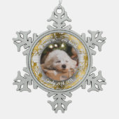 Für immer in unseren Herzen | Foto-Pet-Memoryhefte Schneeflocken Zinn-Ornament (Vorderseite)