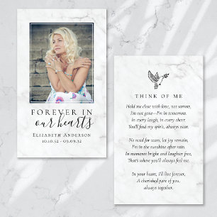 Für immer in unseren Herzen Foto-Trauerkarte Gebet