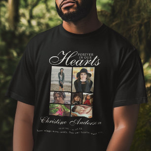 Für immer in unseren Herzen Fotocollage-Gedenkbi T-Shirt