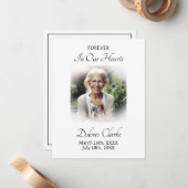 Für immer in unseren Herzen | Gedenkgebet für das Mitteilungskarte (Vorderseite/Rückseite Beispiel)