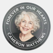 Für immer in unseren Herzen Gedenkstätte voller Fo Runder Aufkleber (Vorderseite)