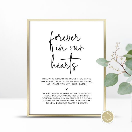 Für immer in unseren Herzen, Gedenktisch für Hochz Poster