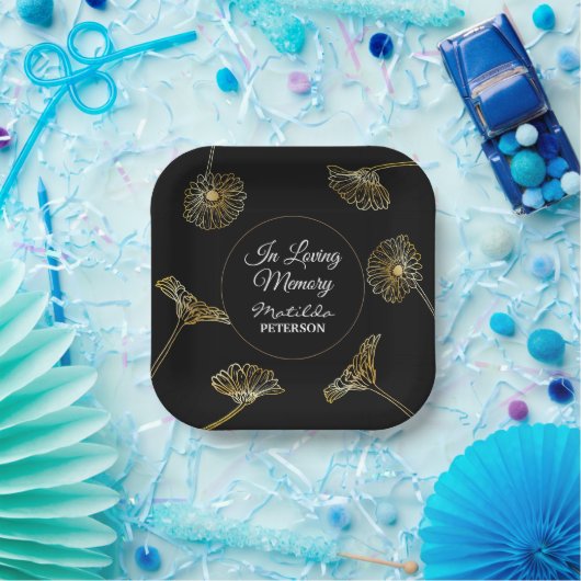 Für immer in unseren Herzen Gold Blume Beerdigung Pappteller (Party)