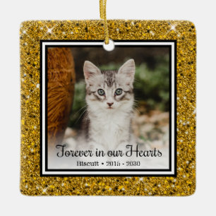 Für immer in unseren Herzen Gold Glitter Katzen Ge Keramikornament