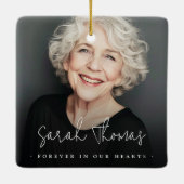 Für immer in unseren Herzen Grabdenkmal schwarz Keramikornament (Rückseite)