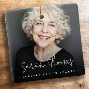 Für immer in unseren Herzen Grabdenkmal schwarz Keramikornament