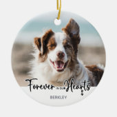 Für immer in unseren Herzen - Hunde Foto Pet Memor Keramik Ornament (Vorne)
