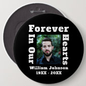 Für immer in unseren Herzen in der Liebe Erinnerun Button (Vorne & Hinten)