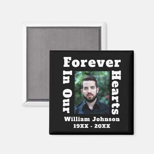 Für immer in unseren Herzen in der Liebe Erinnerun Magnet (Vorderseite/Rückseite)