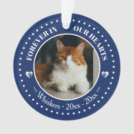 Für immer in unseren Herzen Katzenfoto- und Namens Ornament