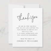 Für immer in unseren Herzen lässiges Skript Beerdi Dankeskarte (Rückseite)