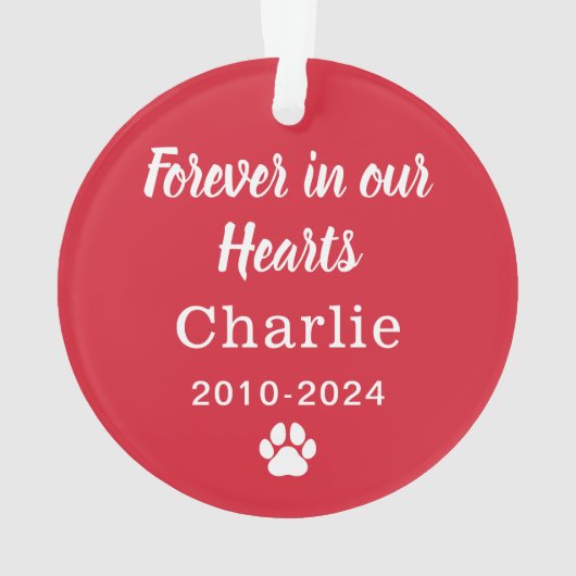 Für immer in unseren Herzen maßgeschneidertes Foto Ornament (Rückseite)