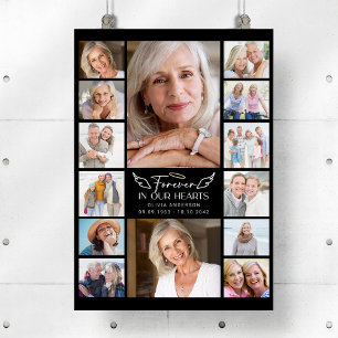 Für immer in unseren Herzen Multi-Foto-Collage-Ged Poster