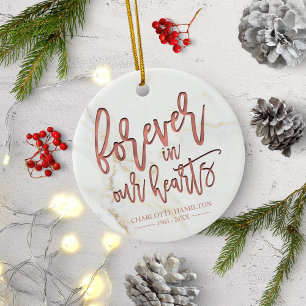 Für immer in unseren Herzen Personalisiertes Foto- Keramik Ornament