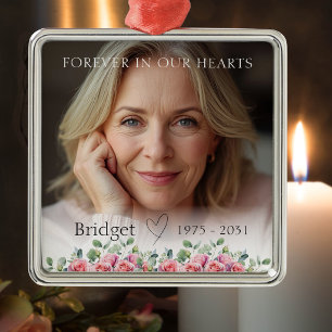 Für immer in unseren Herzen Rosen Eukalyptus Geden Ornament Aus Metall