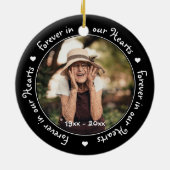 Für immer in unseren Herzen Schwarzes Foto Memoria Keramik Ornament (Hinten)
