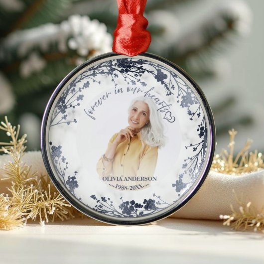 Für immer in unseren Herzen Silver Foil Foto Memor Ornament Aus Metall