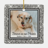 Für immer in unseren Herzen Silver Glitzer Hund Me Keramikornament (Rückseite)