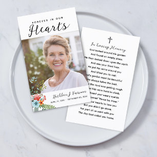 Für immer in unseren Herzen Trauergebet Foto Karte