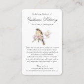 Für immer in unseren Herzen Tulips Gebet Sympathie Visitenkarte (Rückseite)