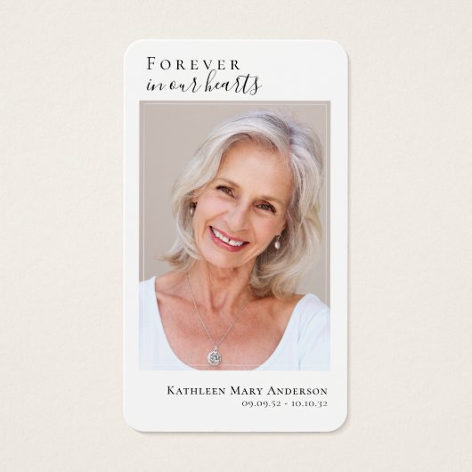 Für immer in unserer Foto-Gedenkkarte (Vorderseite)