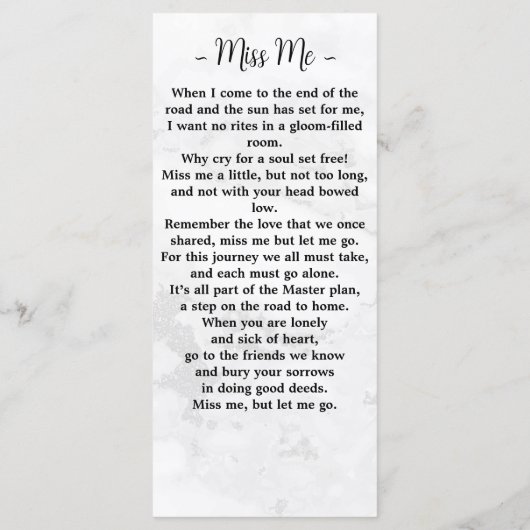 Für immer in unserer Foto-Gedenkkarte Menükarte (Rückseite)