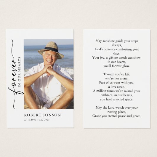 Für immer in unserer Gedenkkarte für die Herzbeerd (Vorne & Hinten)