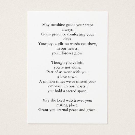 Für immer in unserer Gedenkkarte für die Herzbeerd (Rückseite)